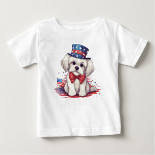 Patriotischer 4. Juli Weißer Süßer Hund-43568 Baby T-shirt