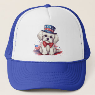 Patriotischer 4. Juli Weißer Süßer Hund-43568 Truckerkappe