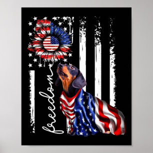 Patriotischer 4. Juli Wiener Dachshund Hund Freihe Poster