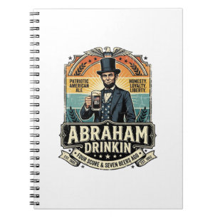Patriotischer Abraham Trinkender Retro Abgenutzt Notizblock