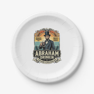 Patriotischer Abraham Trinkender Retro Abgenutzt Pappteller