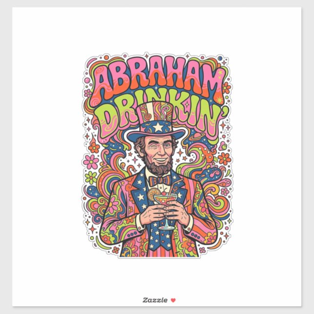 Patriotischer Abraham Trinkender Retro Aufkleber (Blatt)