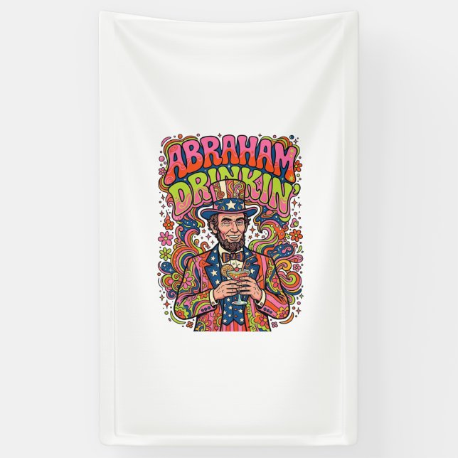Patriotischer Abraham Trinkender Retro Banner (Vertikal)