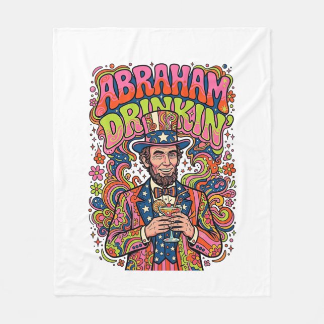 Patriotischer Abraham Trinkender Retro Fleecedecke (Vorderseite)