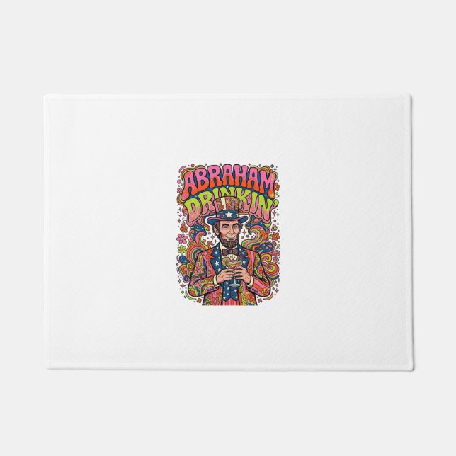 Patriotischer Abraham Trinkender Retro Fußmatte (Vorderseite)