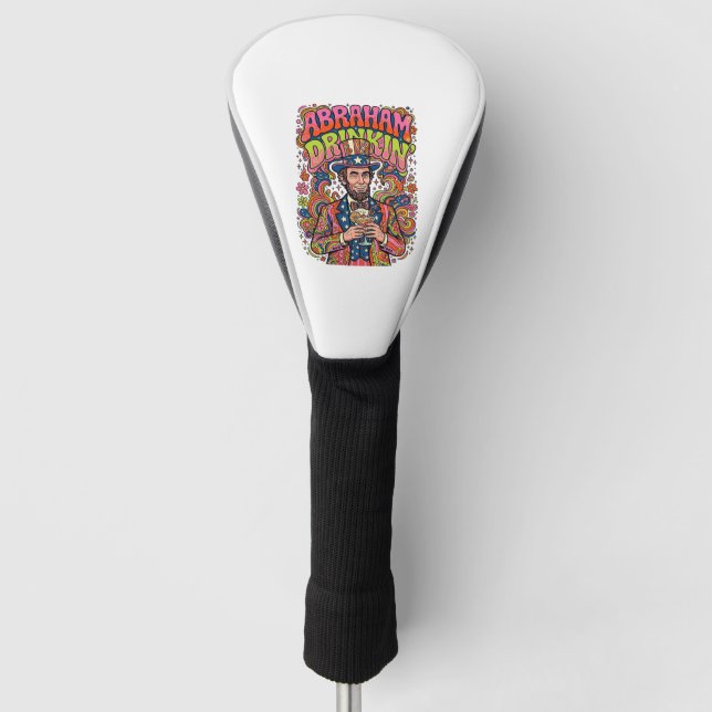 Patriotischer Abraham Trinkender Retro Golf Headcover (Vorderseite)