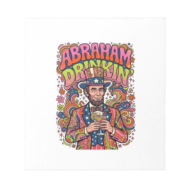 Patriotischer Abraham Trinkender Retro Notizblock (Vorderseite)