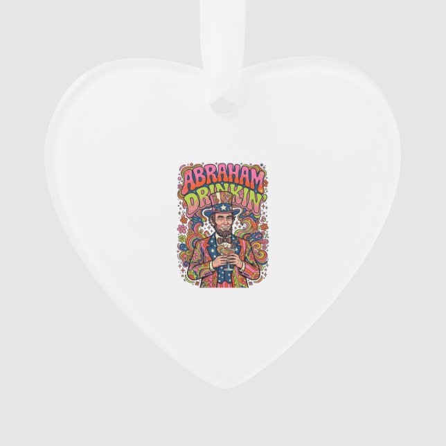 Patriotischer Abraham Trinkender Retro Ornament (Vorderseite)