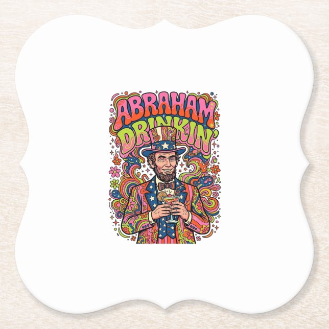 Patriotischer Abraham Trinkender Retro Untersetzer (Vorderseite)