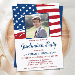 Patriotischer Abschluss Amerikanisches Flaggen-Fot Einladung