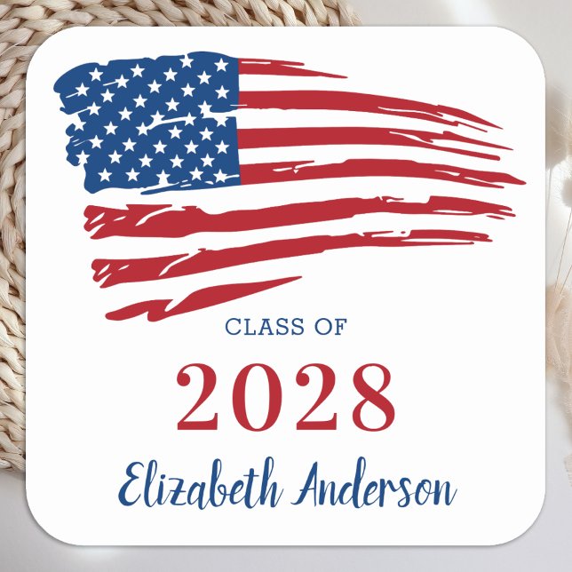 Patriotischer Abschluss USA - Militärische Flagge Quadratischer Aufkleber (Von Creator hochgeladen)