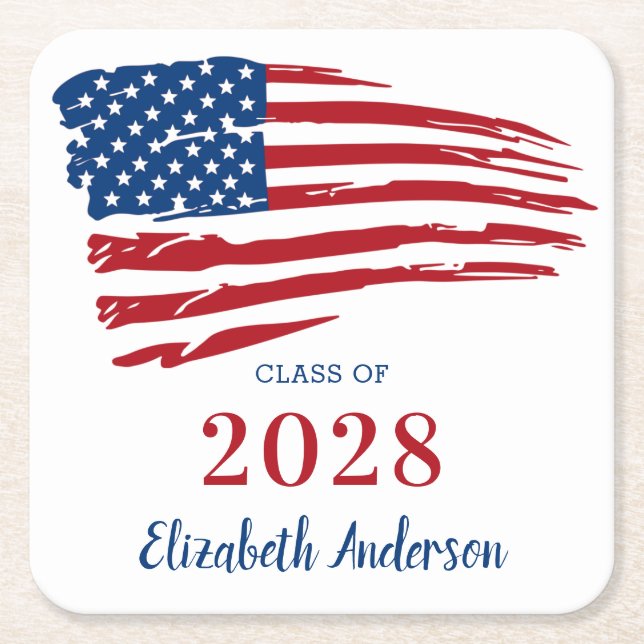 Patriotischer Abschluss USA - Militärische Flagge Rechteckiger Pappuntersetzer (Vorderseite)
