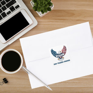 Patriotischer Adler 250. Jahrestag der amerikanisc Quadratischer Aufkleber