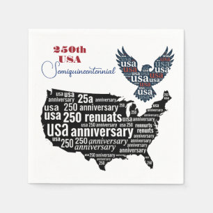 Patriotischer Adler 250. USA-Karte Rot Blau Vintag Serviette