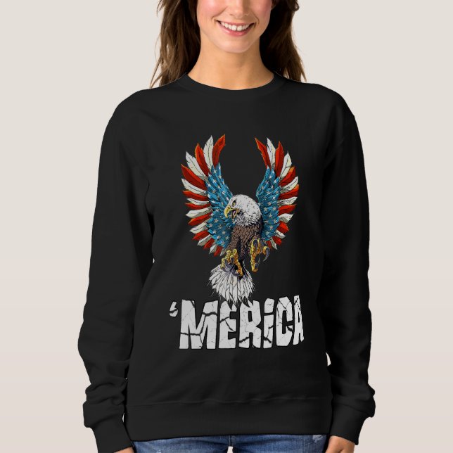 Patriotischer Adler 4. Juli US-amerikanische Fahne Sweatshirt (Vorderseite)