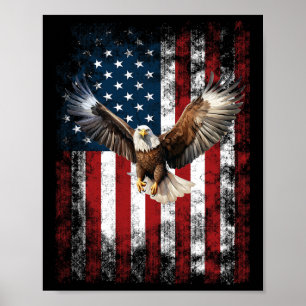Patriotischer Adler 4. Juli USA Amerikanische Flag Poster