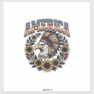 Patriotischer Adler Amerika Sonnenblume Vintage Aufkleber