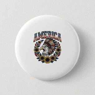 Patriotischer Adler Amerika Sonnenblume Vintage Button
