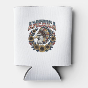 Patriotischer Adler Amerika Sonnenblume Vintage Dosenkühler