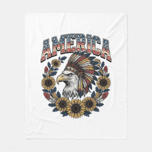 Patriotischer Adler Amerika Sonnenblume Vintage Fleecedecke