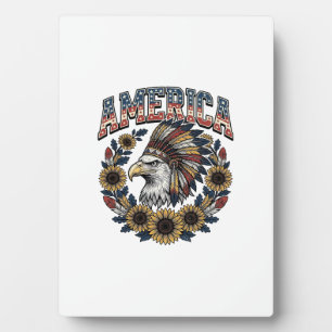 Patriotischer Adler Amerika Sonnenblume Vintage Fotoplatte