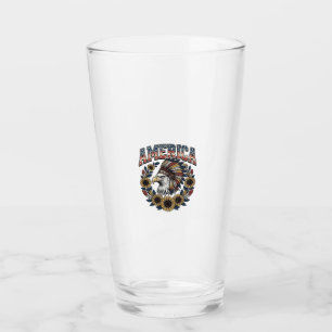 Patriotischer Adler Amerika Sonnenblume Vintage Glas