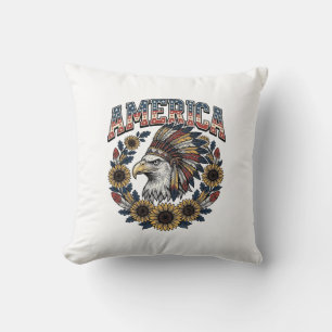 Patriotischer Adler Amerika Sonnenblume Vintage Kissen