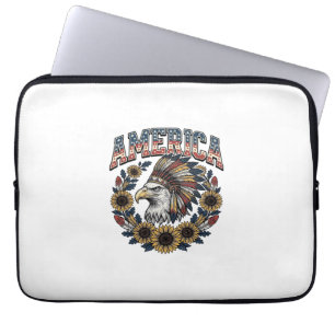 Patriotischer Adler Amerika Sonnenblume Vintage Laptopschutzhülle