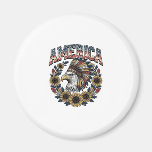 Patriotischer Adler Amerika Sonnenblume Vintage Magnet