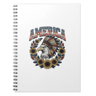Patriotischer Adler Amerika Sonnenblume Vintage Notizblock