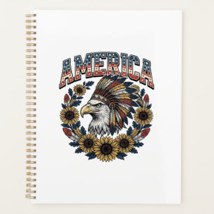 Patriotischer Adler Amerika Sonnenblume Vintage Planer