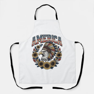 Patriotischer Adler Amerika Sonnenblume Vintage Schürze
