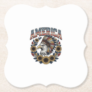 Patriotischer Adler Amerika Sonnenblume Vintage Untersetzer