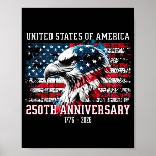 Patriotischer Adler Amerikanische Flagge 250. Jahr Poster