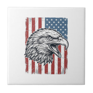 Patriotischer Adler Amerikanische Flagge Vintage G Fliese