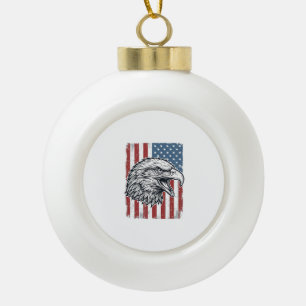 Patriotischer Adler Amerikanische Flagge Vintage G Keramik Kugel-Ornament