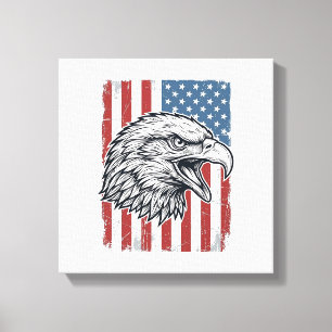 Patriotischer Adler Amerikanische Flagge Vintage G Leinwanddruck