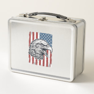 Patriotischer Adler Amerikanische Flagge Vintage G Metall Brotdose