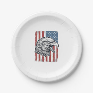 Patriotischer Adler Amerikanische Flagge Vintage G Pappteller