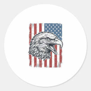Patriotischer Adler Amerikanische Flagge Vintage G Runder Aufkleber
