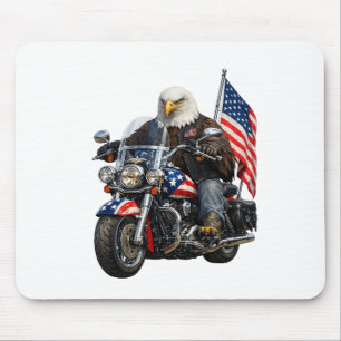 Patriotischer Adler Biker fährt amerikanische Flag Mousepad
