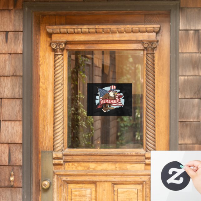 Patriotischer Adler "Erinnere dich" Amerikanisches Fensteraufkleber (Haustür)