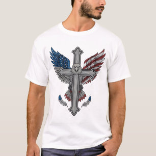 Patriotischer Adler Kreuz Vintage Gravur Vektor De T-Shirt