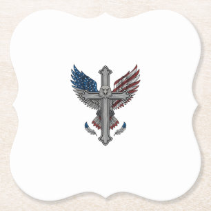 Patriotischer Adler Kreuz Vintage Gravur Vektor De Untersetzer