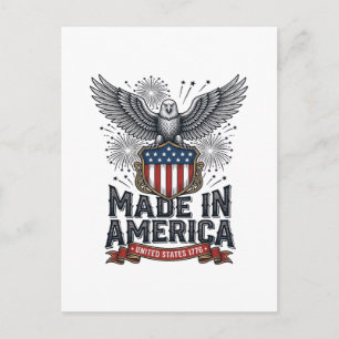 Patriotischer Adler Made in America Vintage Postkarte