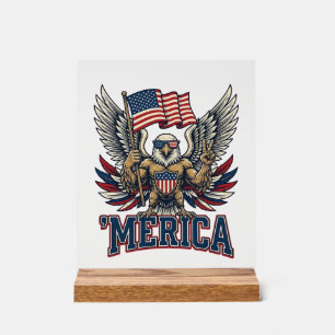 Patriotischer Adler Merica Vintage Vektor-Shirt-De Acrylschild