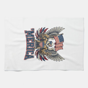 Patriotischer Adler Merica Vintage Vektor-Shirt-De Geschirrtuch