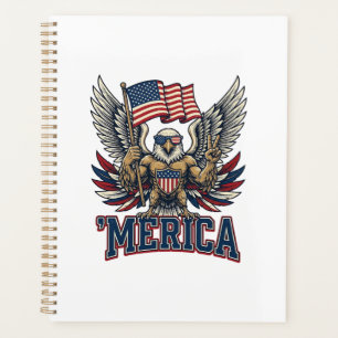 Patriotischer Adler Merica Vintage Vektor-Shirt-De Planer