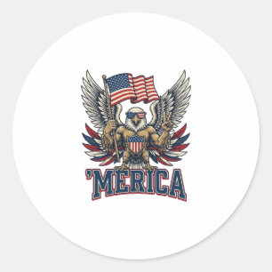 Patriotischer Adler Merica Vintage Vektor-Shirt-De Runder Aufkleber