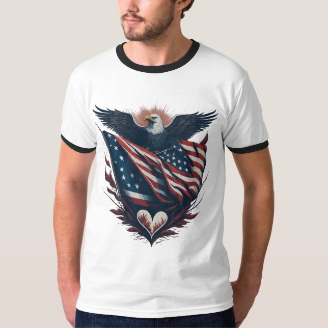 Patriotischer Adler mit amerikanischem T - Shirt (Vorderseite)
